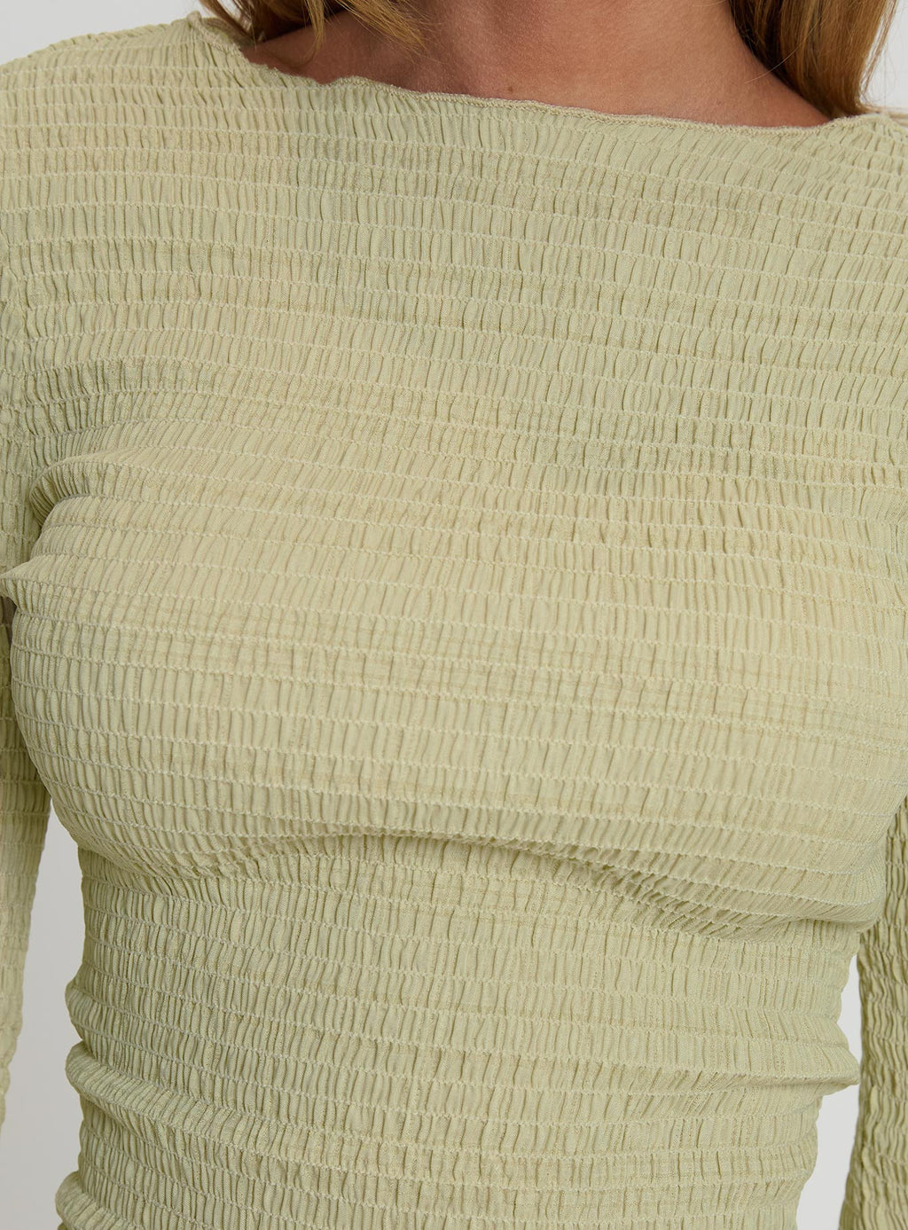 Murphey Ruched Long Sleeve Top Green