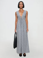 Pokey Maxi Dress Black White Stripe
