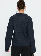Brodey Collared Cable Knit Sweater Navy