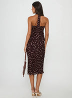 Sydni Midi Bias Cut Skirt Chocolate Pink Polka