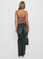 Inverness Pinched Detail Mid Rise Wide Leg Jeans Tea
