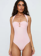 Swaying Buckle Detail Bodysuit Pink