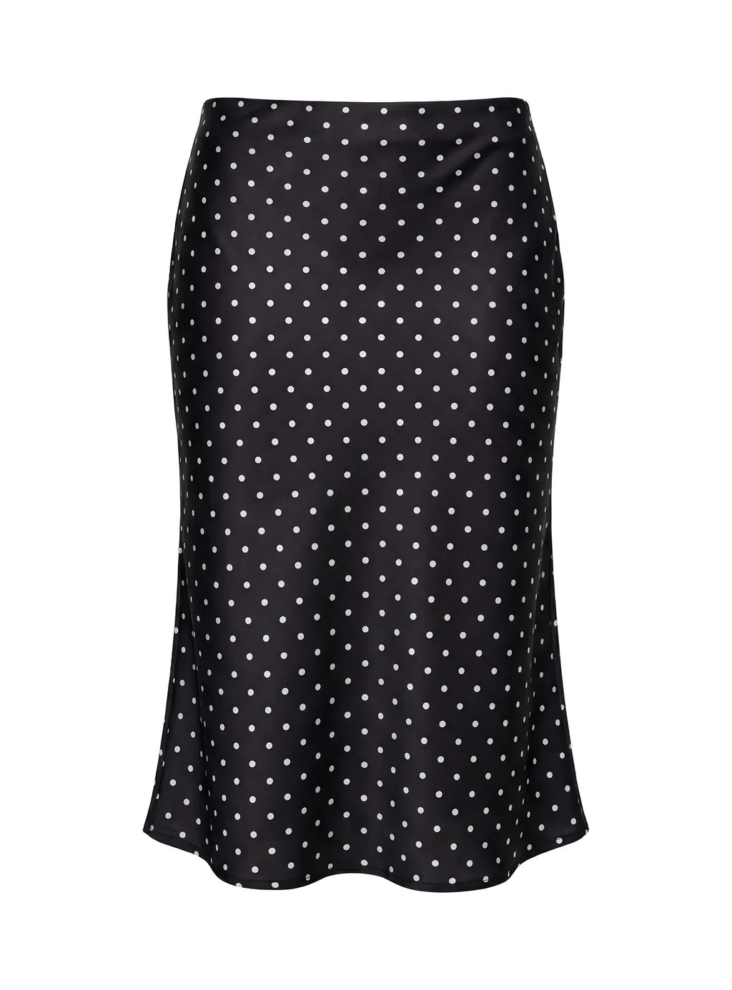 Somani Satin Midi Skirt Black Polka Dot