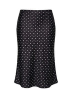 Somani Satin Midi Skirt Black Polka Dot