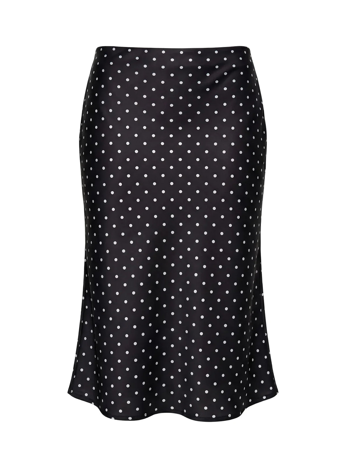 Somani Satin Midi Skirt Black Polka Dot