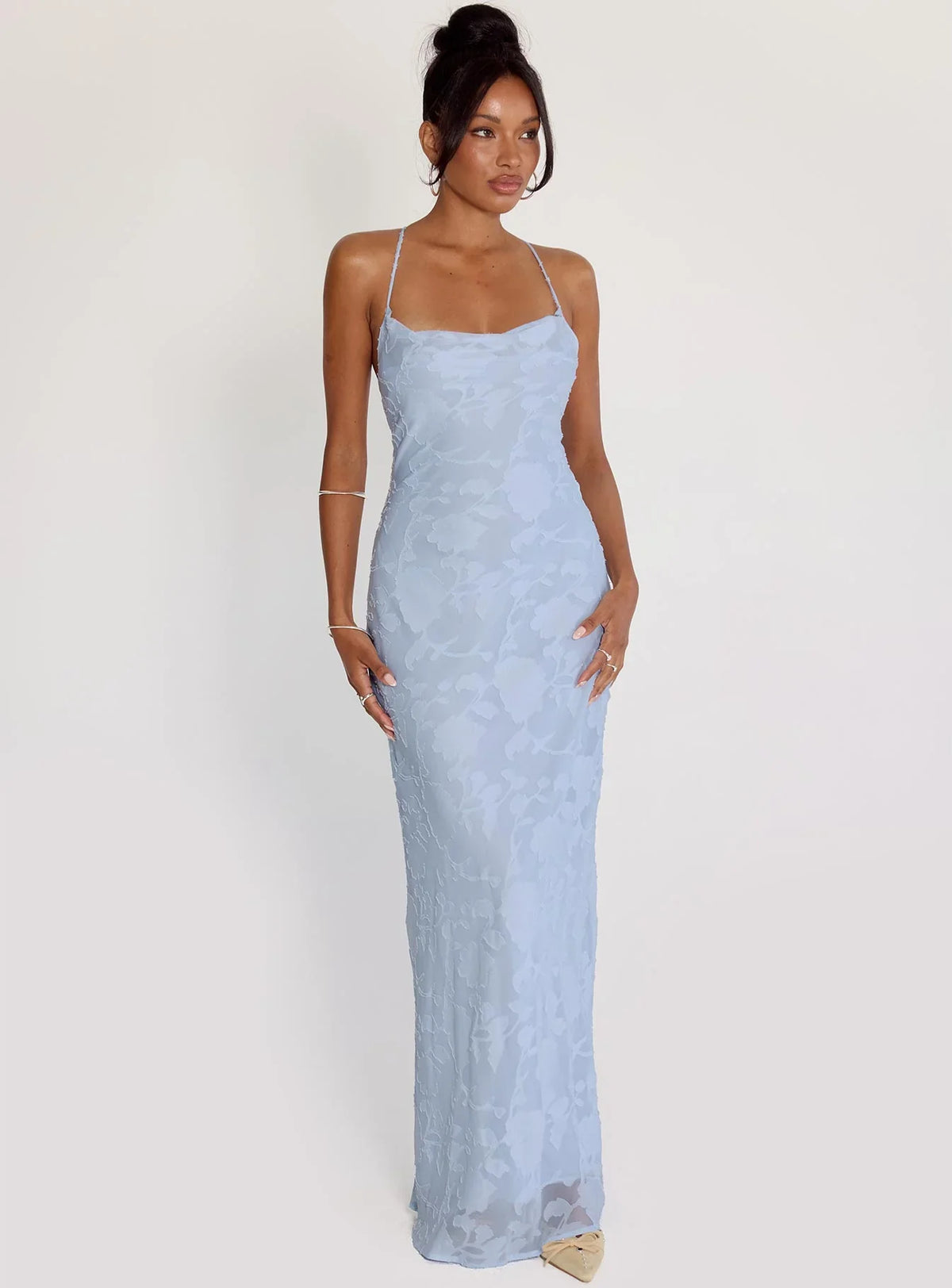 Celena Maxi Dress Blue Burnout