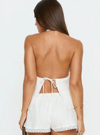 Cloud Crush Linen Halter Top White