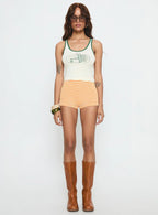 Sardina Contrast Trim Tank Top Cream Green