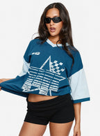 Nachell Short Sleeve Moto Top Blue