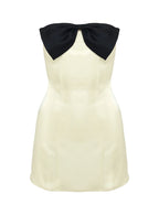 Kesy Bow Tie Mini Dress Cream Black