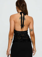 Eccentric Halter Top Black