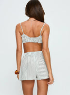 Chelsey Ruched Set Blue Brown Stripe