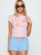 Darlin Peach Graphic Top Pink