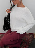 Reannon Wide Neck Knit Sweater White