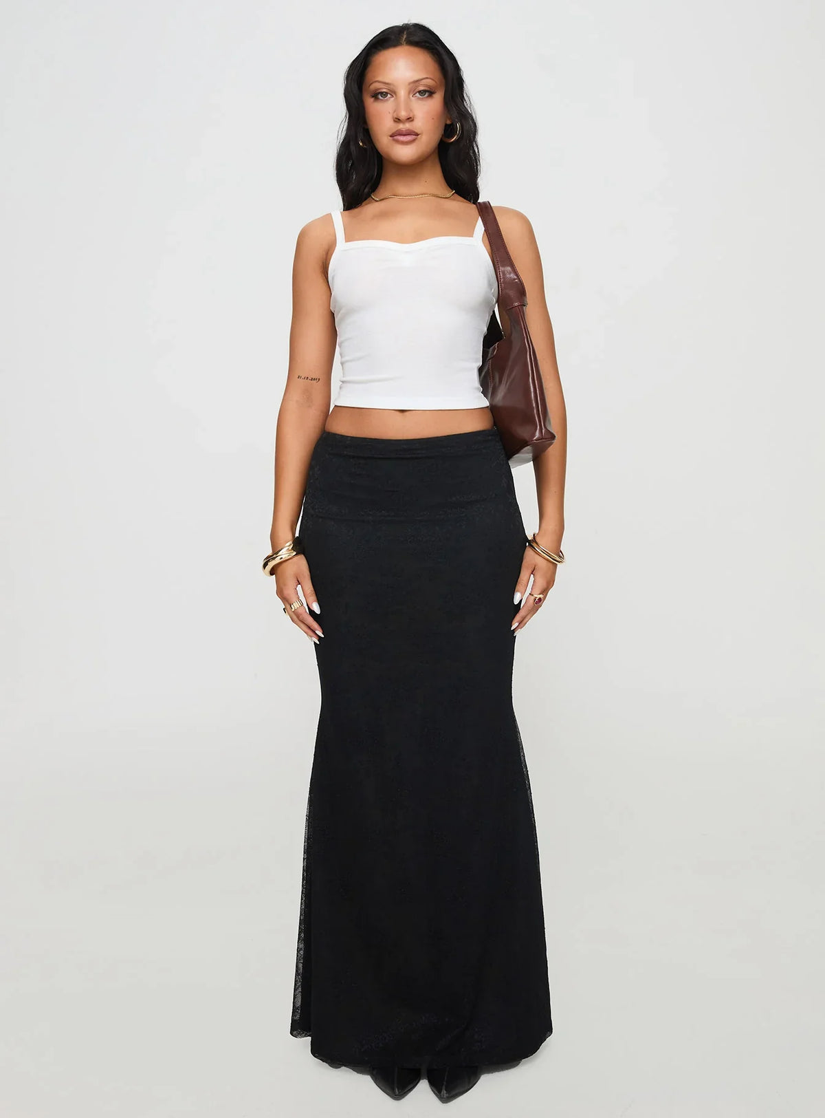 Essentials Ruched Rib Cami Top White