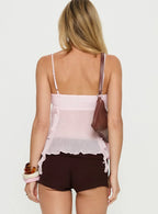 Christelle Sheer Ruffle Cami Top Pink