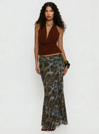 Caviar Tie Maxi Skirt Leopard