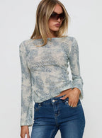 Let It Happen Boat Neck Long Sleeve Top Leopard