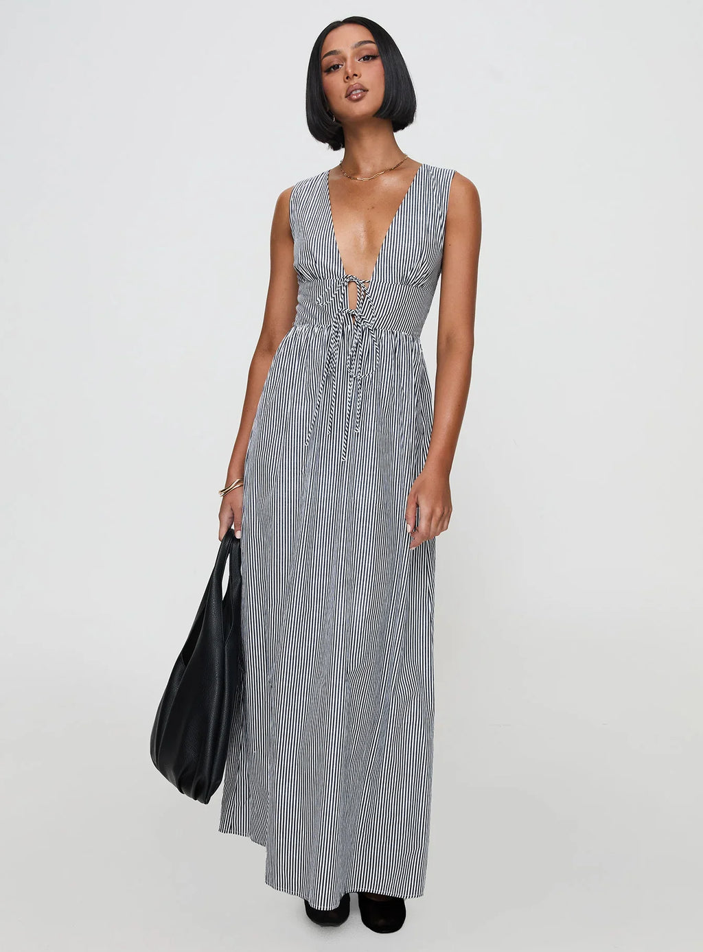 Pokey Maxi Dress Black White Stripe