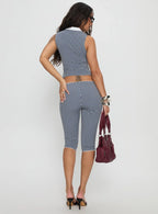 Tuka Capri Navy Gingham