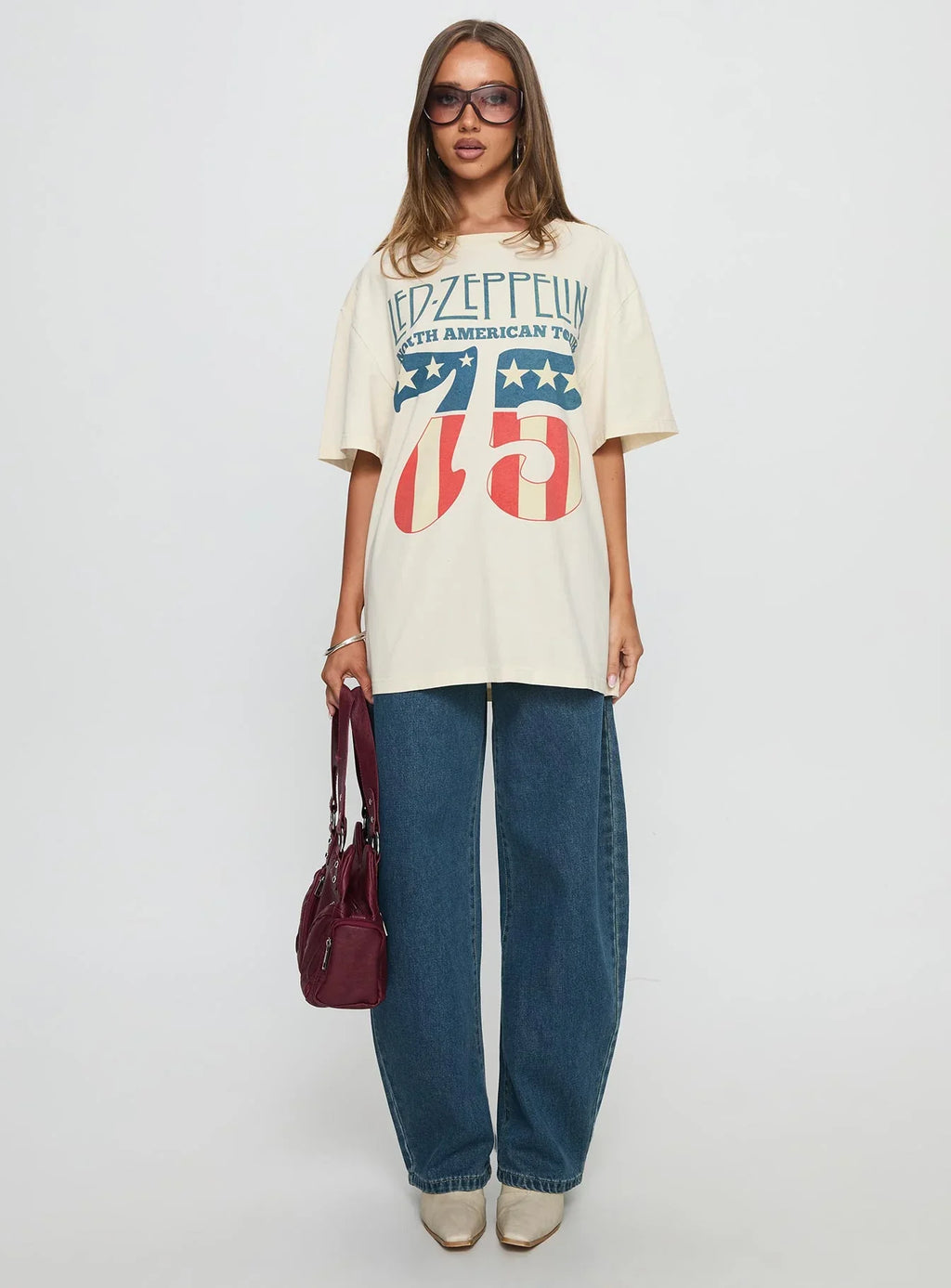 4th July Led Zepplin Oversized Tee White