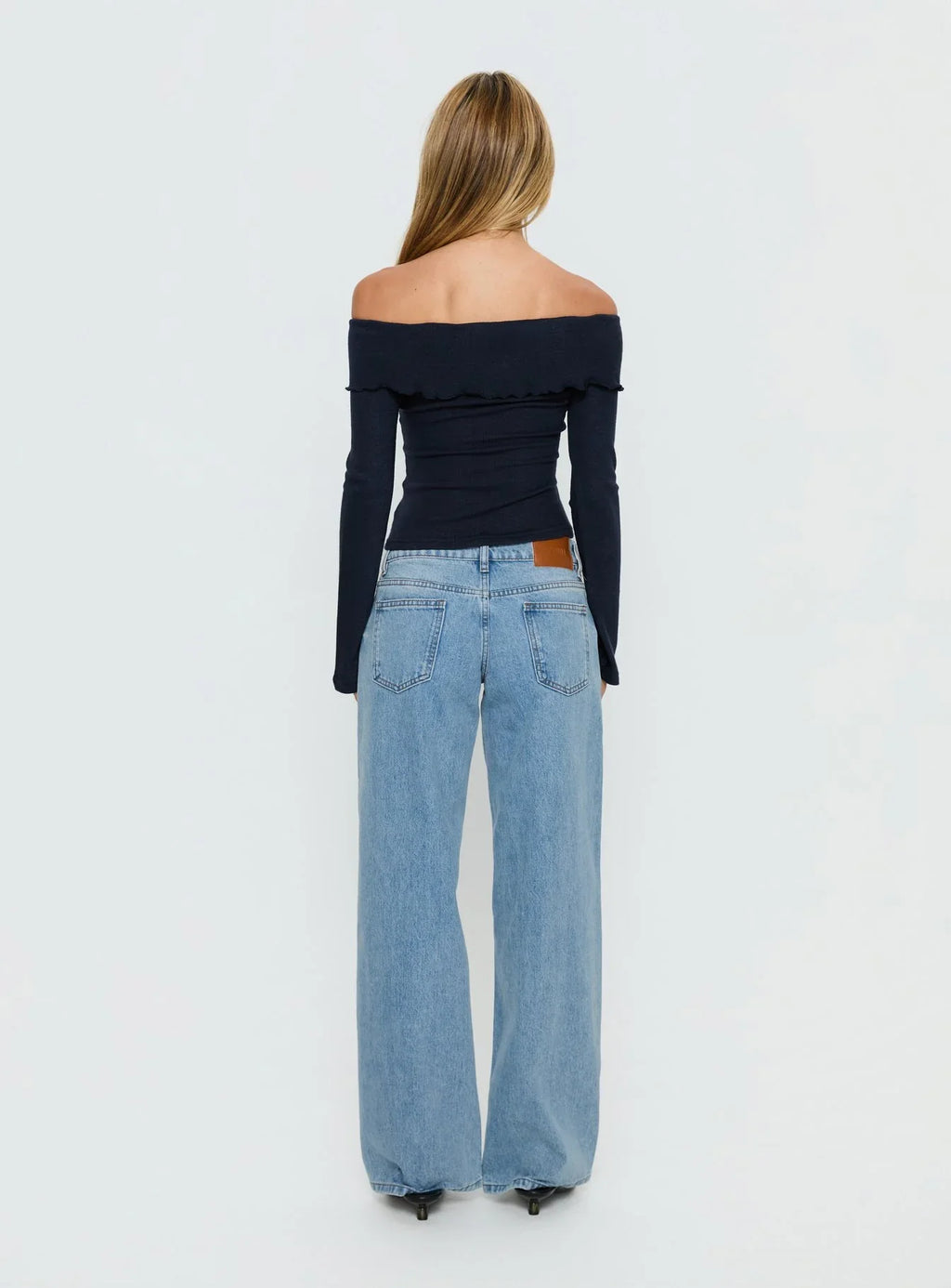 Ellanor Low Rise Slouch Denim Jean Washed Mid Blue Wash