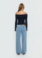 Ellanor Low Rise Slouch Denim Jean Washed Mid Blue Wash