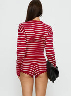 Dollhouse Knit Shorts Crimson Stripe