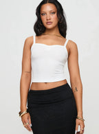 Essentials Ruched Rib Cami Top White