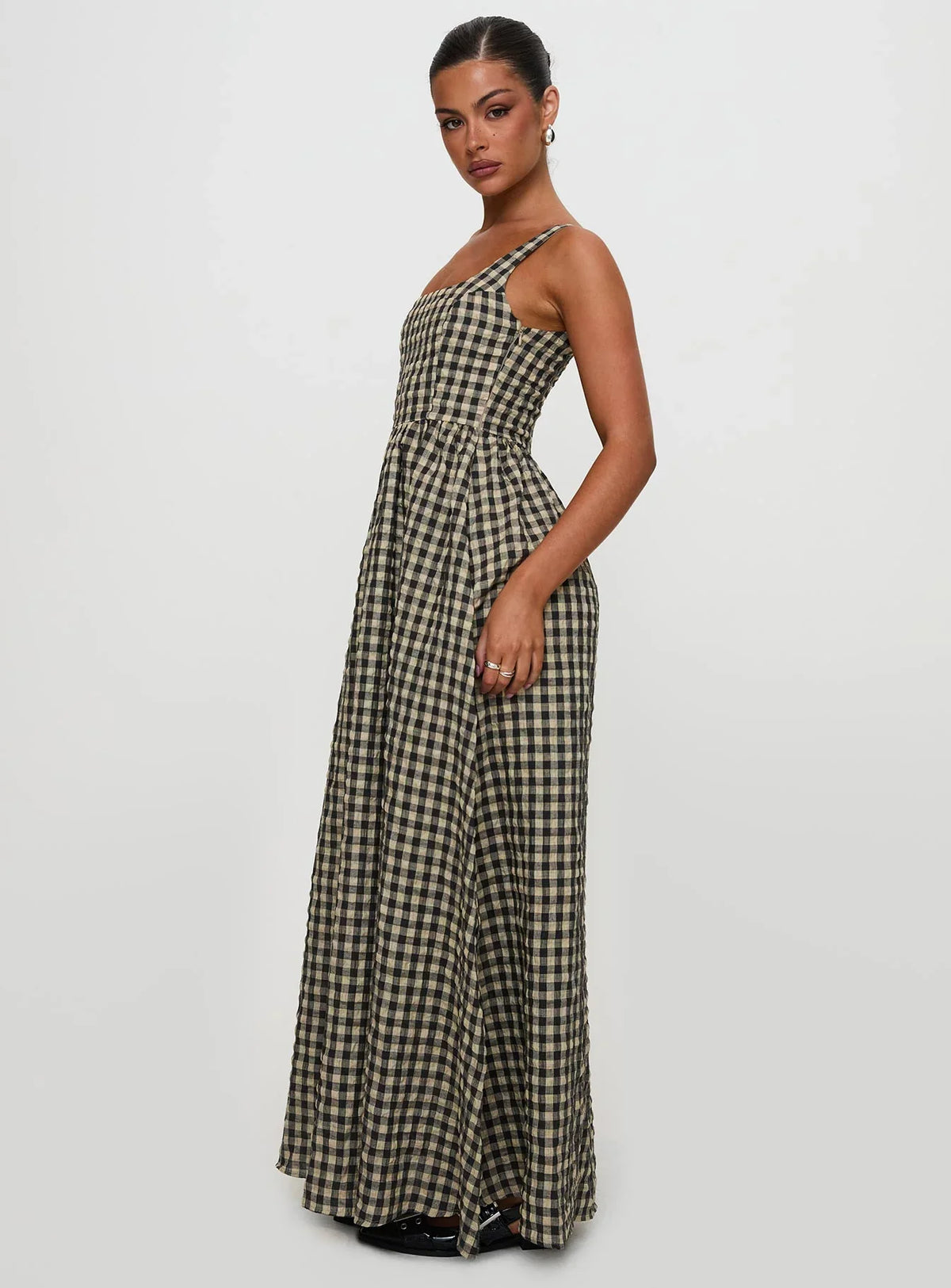 Cartmel Check Maxi Dress Black Cream