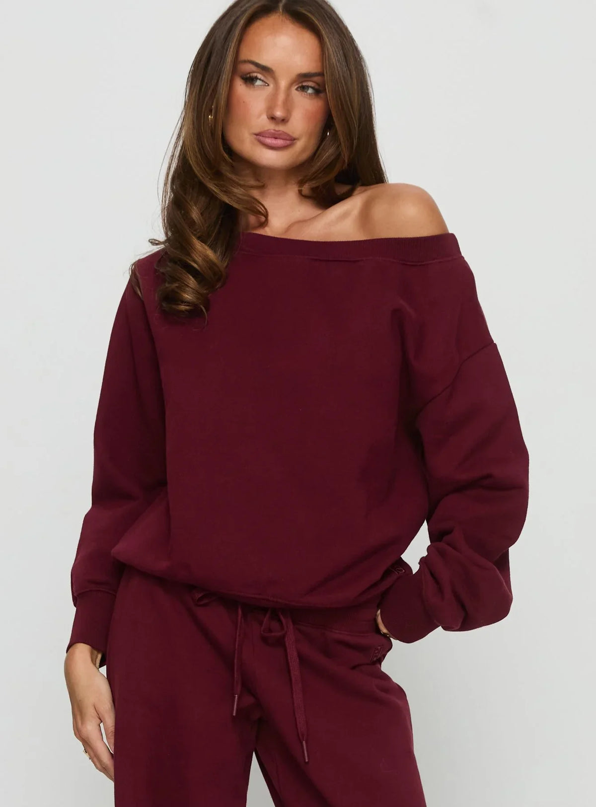 Wellness Off the Shoulder Jumper Currant