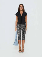 Isadonna Capri Pants Black Polka Dot