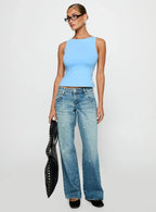 Picasso Mid Rise Straight Leg Jeans Mid Blue