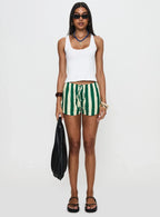Salt Air Shorts Green Cream Stripe