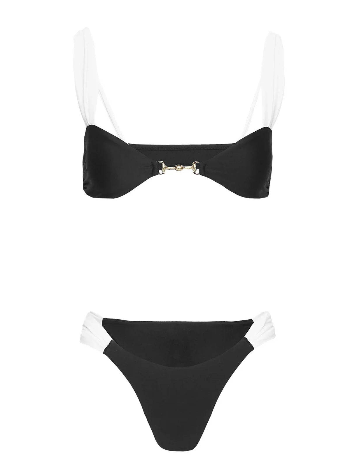 Siamese Bikini Top Black White