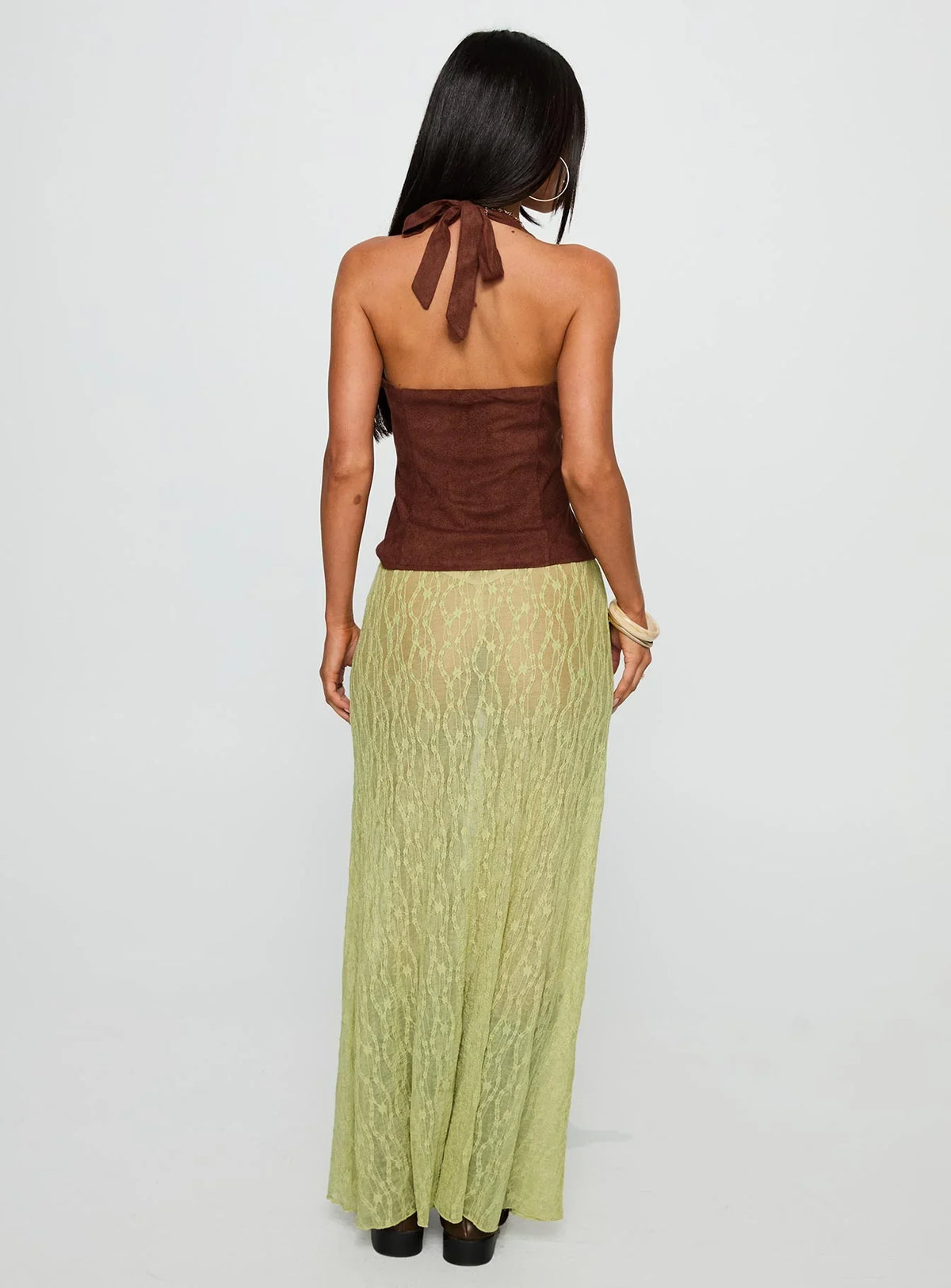 Pura Vida Lace Maxi Skirt Sage