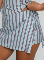 Gulliver Tie Side Mini Skort Blue Maroon Stripe