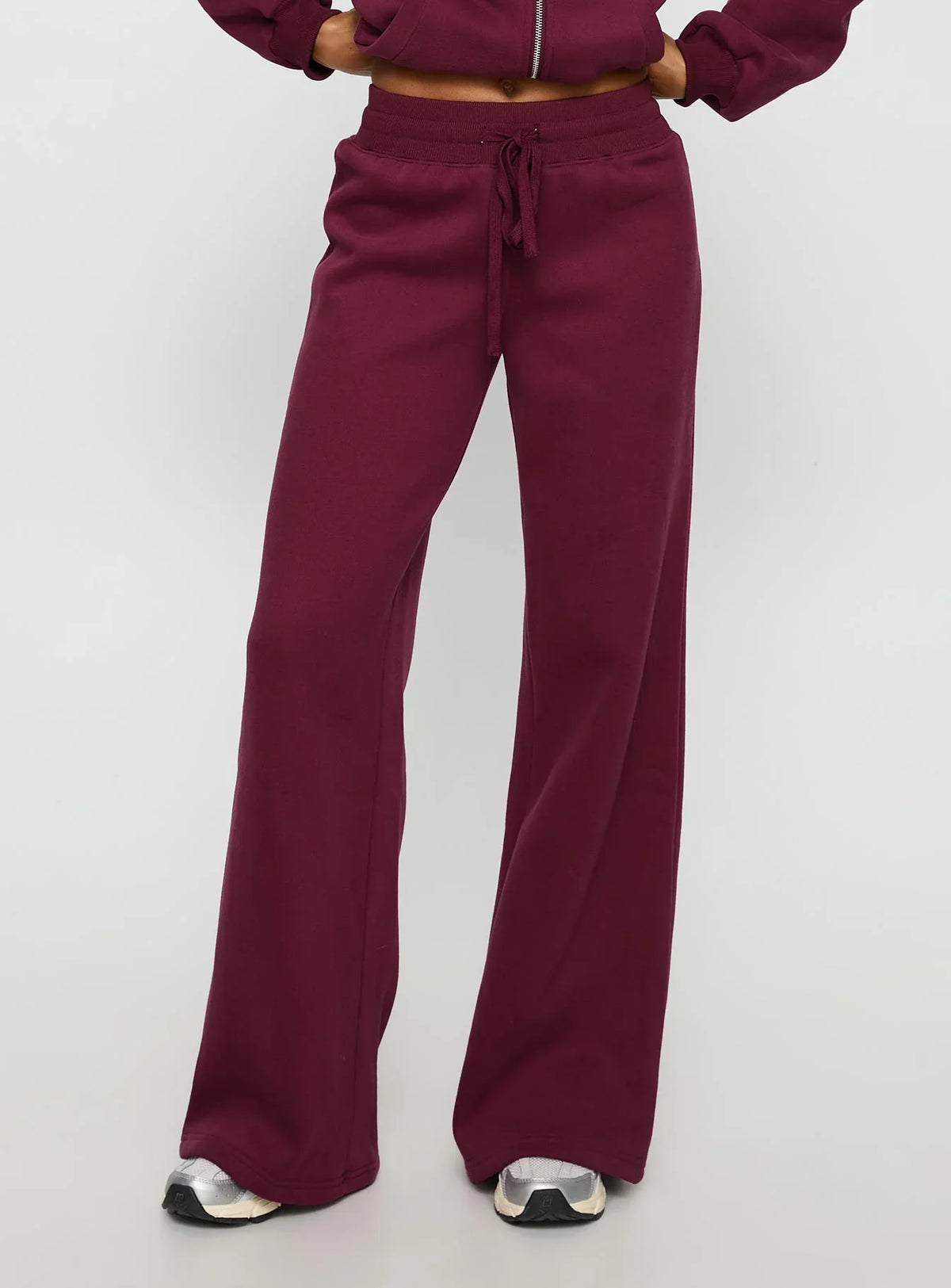 Princess Polly Stargirl Wide Leg Sweat Pants Burgundy