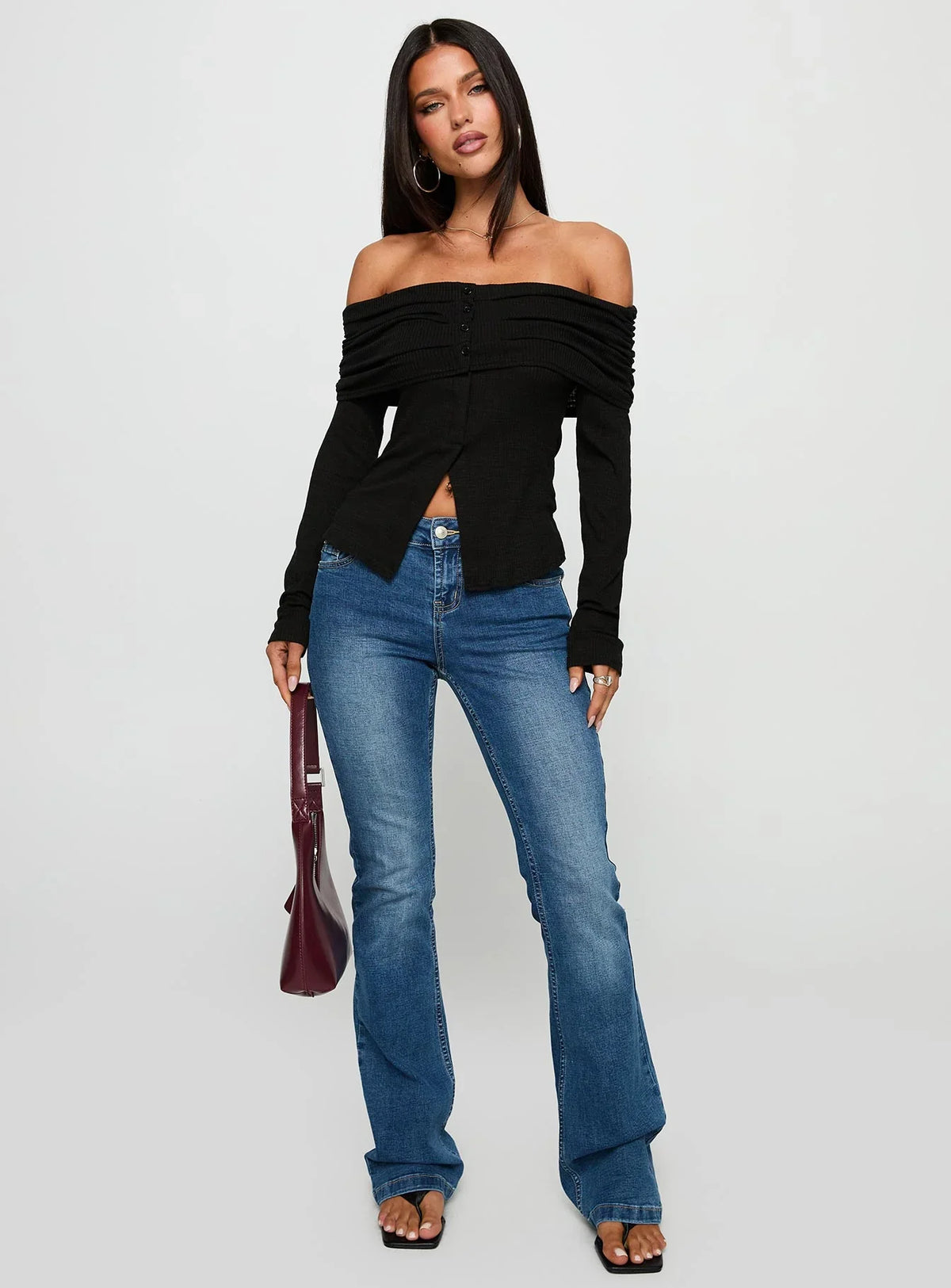 Victorea Off Shoulder Top Black