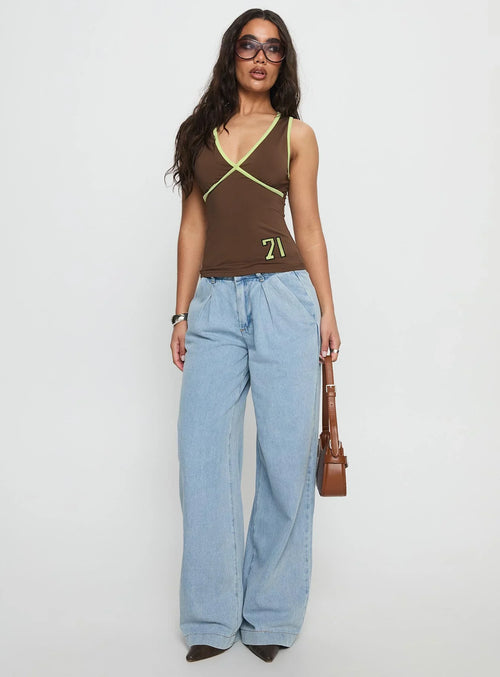 71 Classics V Neck Top Brown