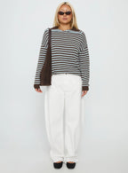 Kaio Mid Rise Barrel Leg Denim Jeans White