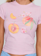 Darlin Peach Graphic Top Pink
