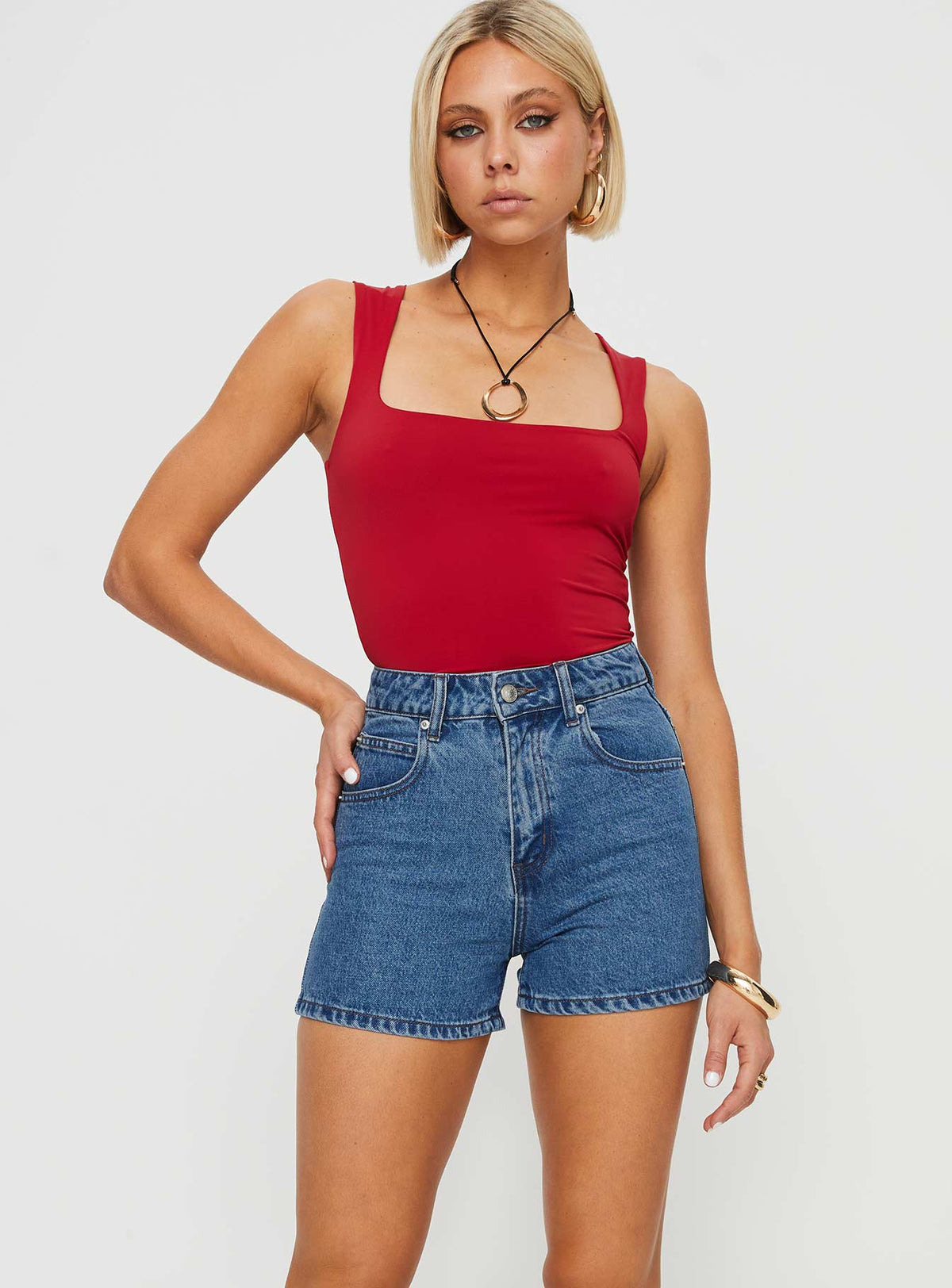 Tropicana Denim Shorts Mid Wash Tall